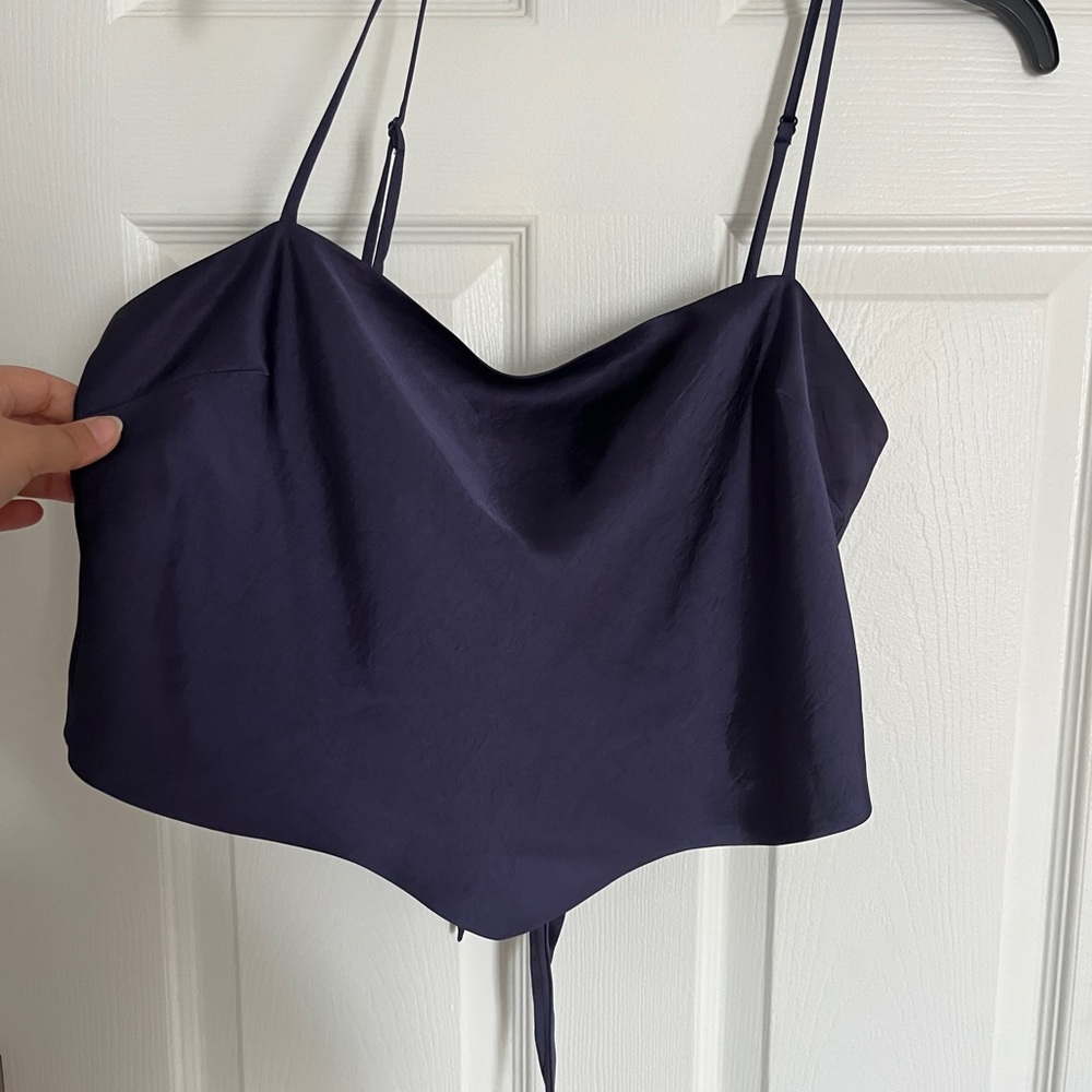 Aritzia satin tank blue